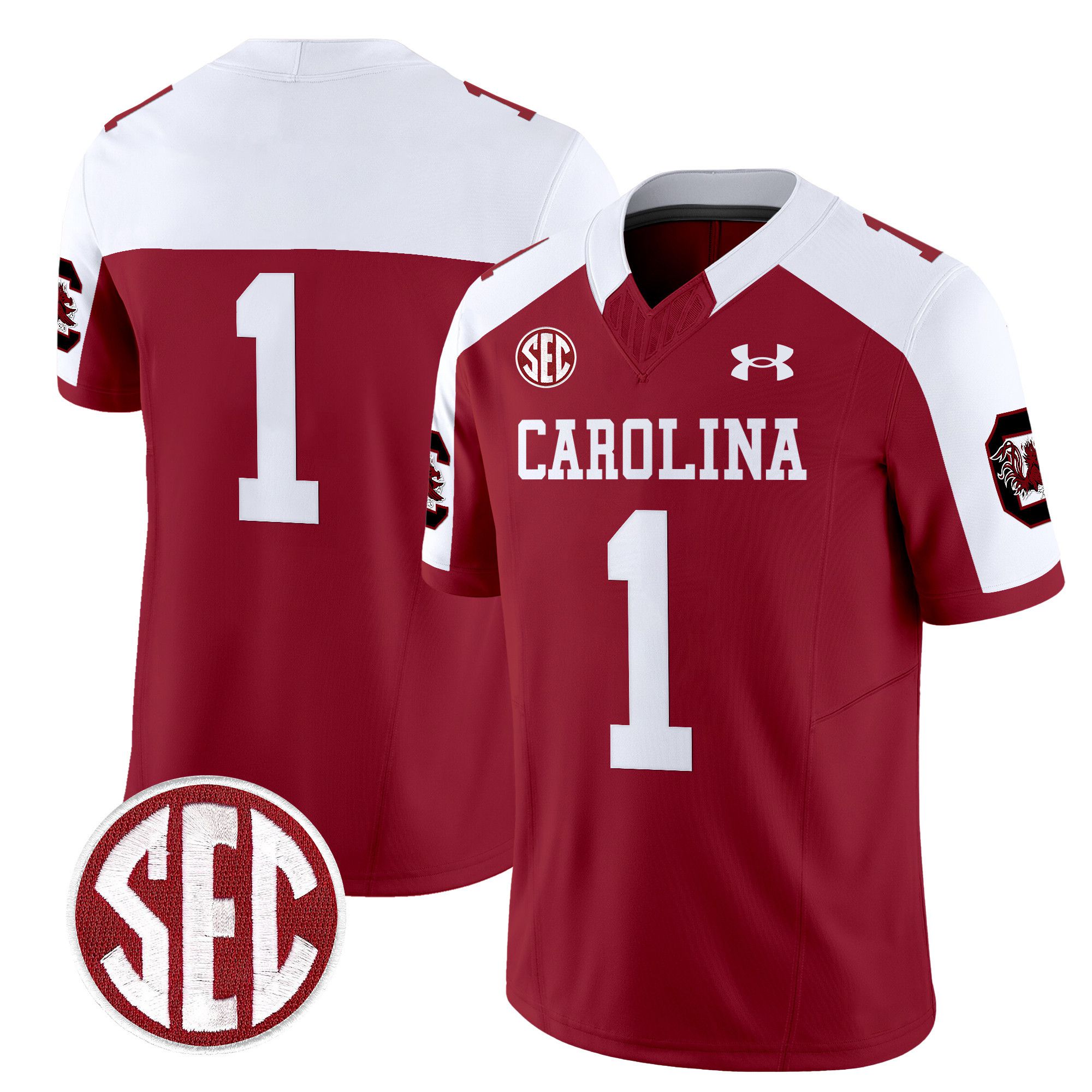 Men South Carolina Gamecocks #1 No Name Red 1980 Throwback Vapor Limited 2024 NCAA Jersey style 1->indianapolis colts->NFL Jersey